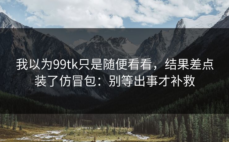 我以为99tk只是随便看看，结果差点装了仿冒包：别等出事才补救