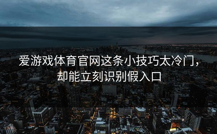 爱游戏体育官网这条小技巧太冷门，却能立刻识别假入口