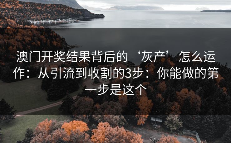 澳门开奖结果背后的‘灰产’怎么运作：从引流到收割的3步：你能做的第一步是这个